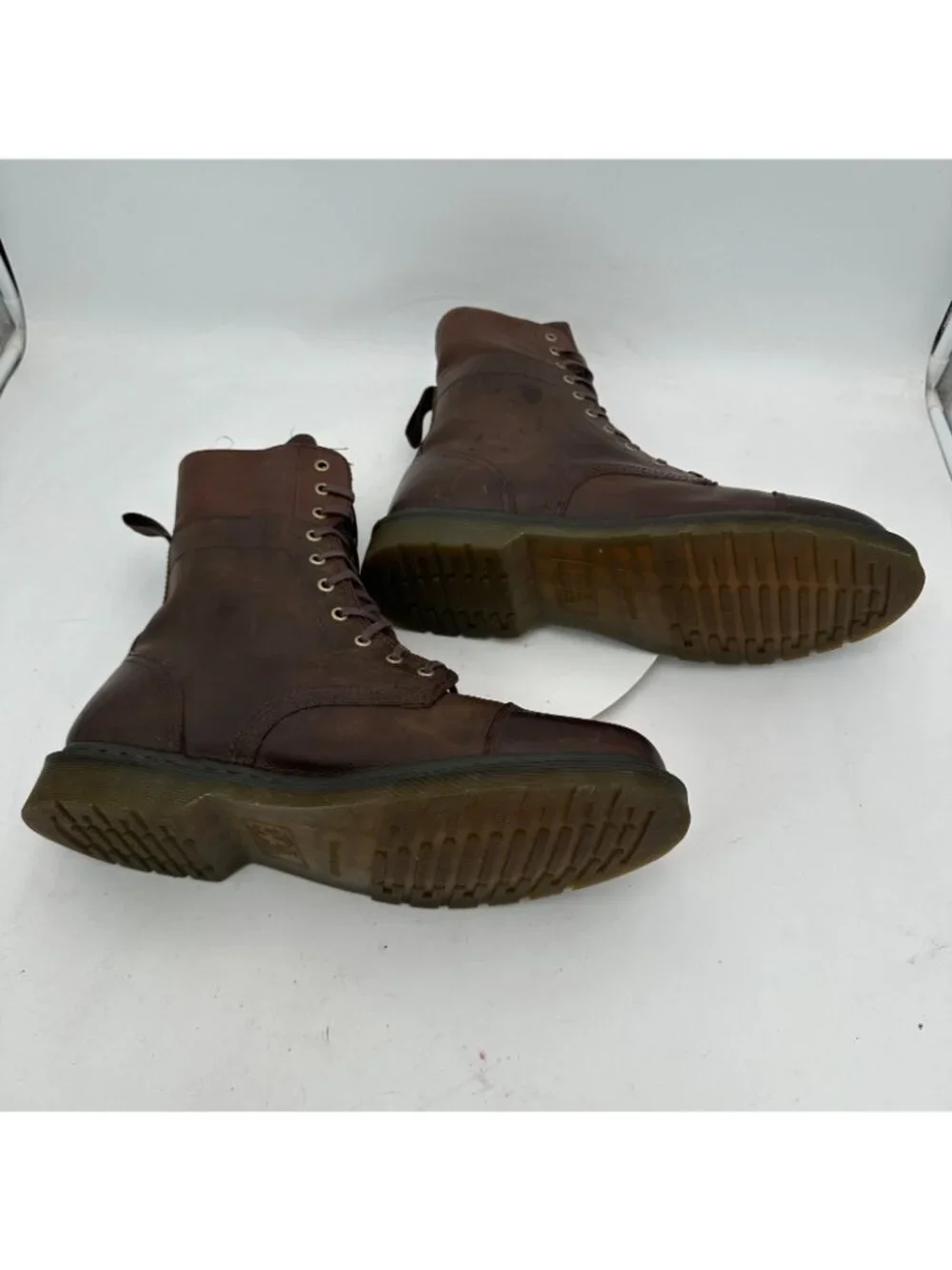 Dr Martens Industrial Leah Men Size 15 Brown Steel Toe Fold Over Combat Boot